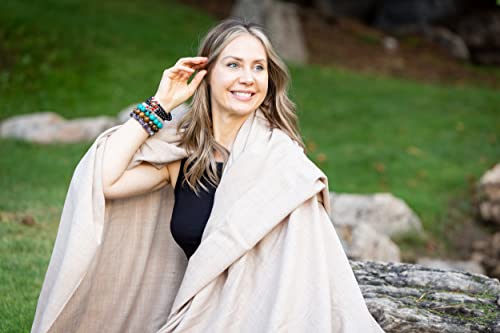 Meditation Shawl or Meditation Blanket, Shawl/Wrap, Oversize Scarf/Stole. Large. Unisex. - color: Beige