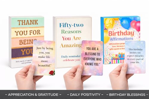 Isaac Liev 150 Affirmation Cards For Women, Appreciation quotes, Motivational and inspirational, 3-Pack Bundle, positivity gift - style: 3-PACK - Birthday, 52 Reasons & Thank You Affirmation