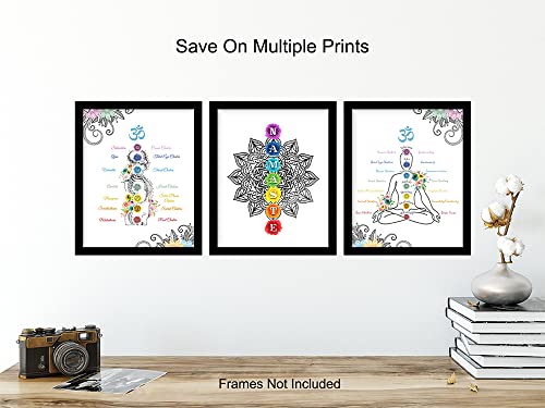 Boho Zen Decorations - Mandala Wall Art - Chakra Wall Decor - Mandala Print - Buddhism Gifts for Women - Spa Namaste Decoration - Spiritual Yoga Decor - New Age Buddha Art - Meditation Gifts