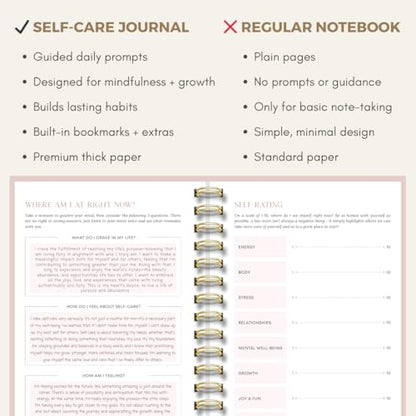 Daily Self Care Journal for Women - A5, Wellness Journal with Prompts - Goal Journal for Happiness,Mindfulness,Productivity & Personal Development - Reduce Stress & Improve Mental Health - Pink - color: Pink