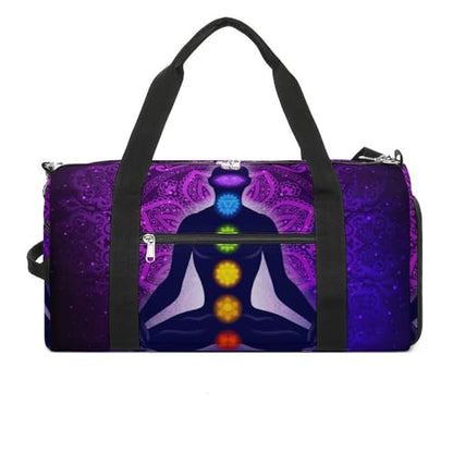 Seven Chakra Yoga Meditation Lotus Purple Mandala Large Capacity Portable Fitness Bag, Easy to Carry - color: Seven Chakra Yoga Meditation lotus purple man