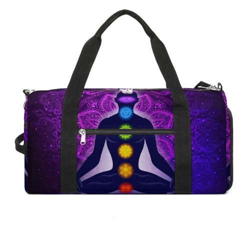Seven Chakra Yoga Meditation Lotus Purple Mandala Large Capacity Portable Fitness Bag, Easy to Carry - color: Seven Chakra Yoga Meditation lotus purple man