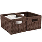 OIAHOMY Wicker Baskets, Paper Rope Storage Baskets for Organizing with Built-in Handles, 2 Packs-Brown