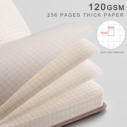 EMSHOI Graph Paper Notebook - 256 Pages A5 Graph Notebook/Journal, Hard Cover, 120gsm Thick Paper, Smooth PU Leather, Inner Pocket, 5.75'' × 8.38''- Olive Green - color: Green, size: A5-Graph