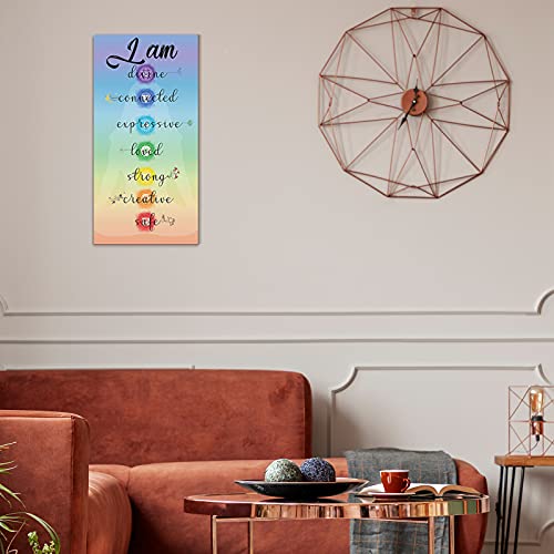 Blulu Chakra Quotes Sign Buddha Wall Decor Yoga Zen Wall Art Wooden Spiritual Decor 7 Chakra Hanging Motivational Meditation Buddhism Spa Room Sign for Yoga Living Room Bedroom Bathroom(Safe Style)