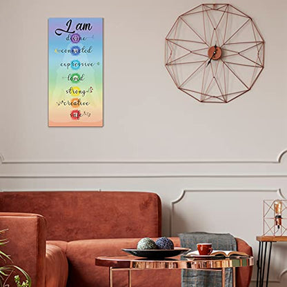 Blulu Chakra Quotes Sign Buddha Wall Decor Yoga Zen Wall Art Wooden Spiritual Decor 7 Chakra Hanging Motivational Meditation Buddhism Spa Room Sign for Yoga Living Room Bedroom Bathroom(Safe Style)