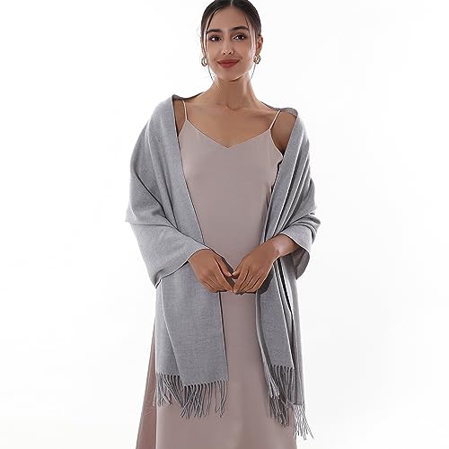 RIIQIICHY Winter Scarfs for Women Pashmina Shawls Wraps for Evening Dresses Large Warm Soft Scarves - color: Light Grey