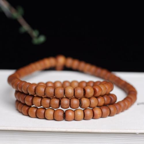 Zen Dear Unisex Teak Wood Prayer Beads Buddha Buddhist Beads Japa Mala Necklace Bracelet Bead - style: 6mm x 8mm x 108 beads