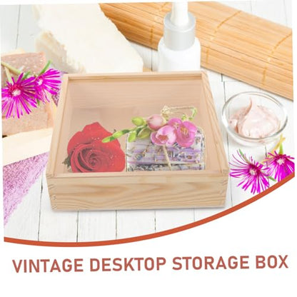 Alipis Acrylic Lid Wooden Box for Storage Jewelry Organizer Wooden Sliding Lid Space-saving Lightweight for Home Bedroom Travel