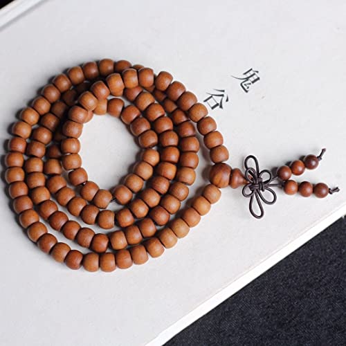Zen Dear Unisex Teak Wood Prayer Beads Buddha Buddhist Beads Japa Mala Necklace Bracelet Bead - style: 6mm x 8mm x 108 beads