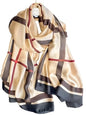 Large Shawl Scarf For Women Lightweight Wraps Silky Headscarf Long Sunscreen Scarfs - color: T12 Light Brown Grid / 70"x 35"
