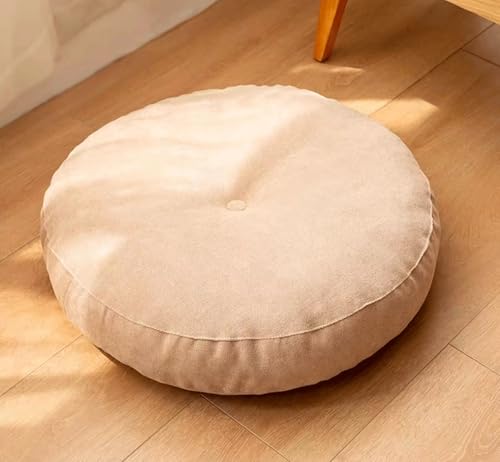 Large Meditation Floor Pillow Round Floor Cushions for Living Room Beige Floor Seat Pillows Cushion for Tatami Yoga(Size:47cmx13cm,Color:Linen Color)