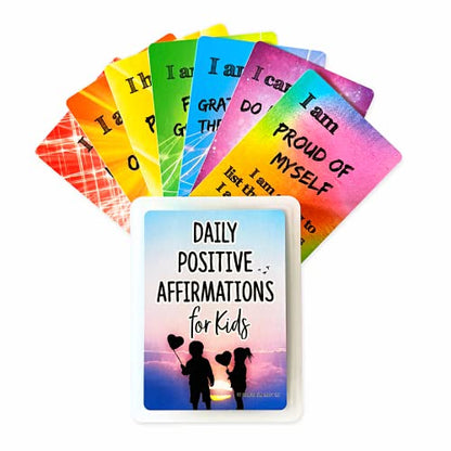 Daily Positive Affirmation Cards for Kids, Mindfulness Activities, Confidence Building, Growth Mindset, Positive Attitude, 54 Glossy cards in hard storage box, Loved by teachers, parents, & therapists