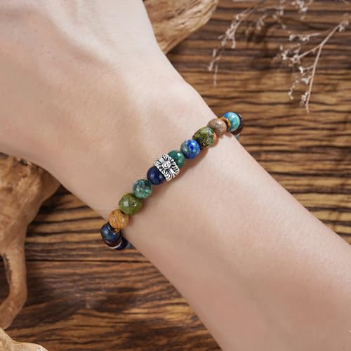 Boho Bead Bracelet for Women, Handmade Natural Stone Gold Silver Beaded Colorful Bracelets Trendy Jewelry Gifts for Lover, Mom, Friends - color: Silver