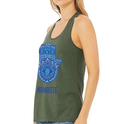Namaste Print Women's Racerback Tank - Yoga Lover Gift Ideas - Meditation Inspired Present - color: Natural, size: Large