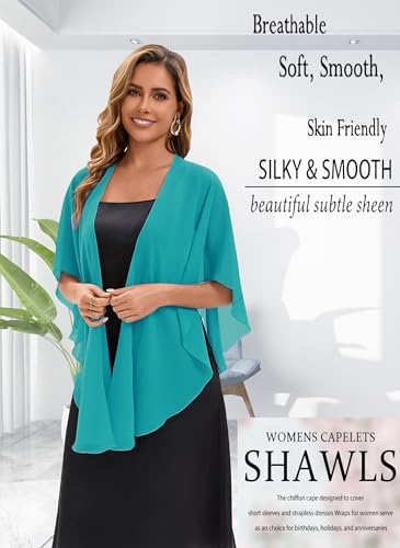 Baoqiya Chiffon Shawl Evening Scarf Shawls and Wraps for Women Wedding Party Bridal Scarves Cover Ups - color: Turquoise