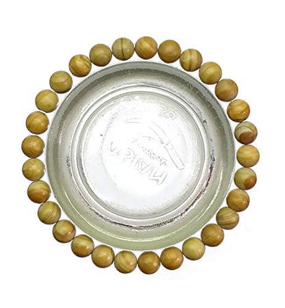 GEMZ Natural Wooden Beads 9 mm Round Smooth Beads Stretchable 7 inch Bracelet Healing/Meditation/Prosperity