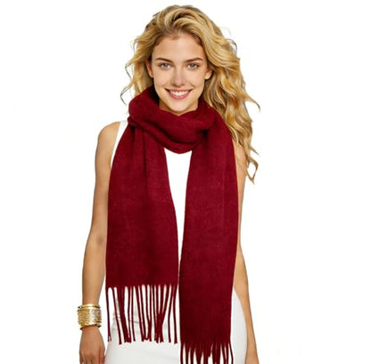 Winter Soft Long Scarf, Pashmina Shawls and Wraps, Warm Large Scarves for Men Women Evening Dress Wedding - color: Burgundy