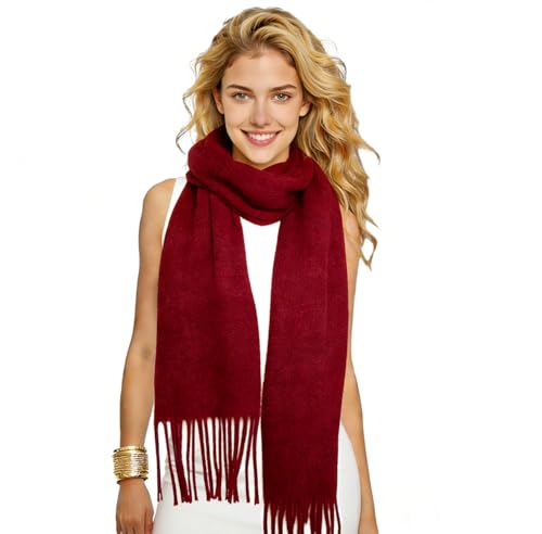 Winter Soft Long Scarf, Pashmina Shawls and Wraps, Warm Large Scarves for Men Women Evening Dress Wedding - color: Burgundy