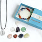 7 Chakra Healing Crystal Gift Set-Mindfulness Meditation Kit with Raw Stone Points,Reiki Energy Bracelet&White Quartz Necklace in Gift Box