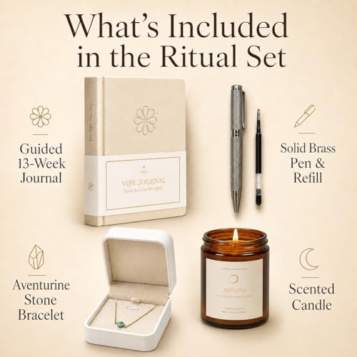 Guided Journal for Women | 13-Week Mindfulness & Self-Reflection Journal for Self-Care, Gratitude & Personal Growth | Unique Daily Prompts & Exercises | A5 Vegan Leather | Elegant Gift Box | Her Vibe (Beige-Ritual set) - color: Beige-Ritual set
