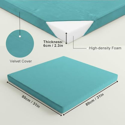 Velvet Zabuton Meditation Mat - Large Floor Pillow for Adults & Yoga Meditation Cushion - High Density Foam Floor Seating with Washable Cover, 31x31 Inch (Green) - color: Green