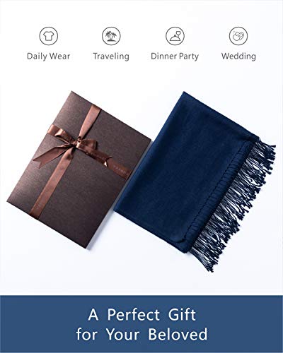 EURKEA Women's Scarf Pashmina Silky Soft Shawls Wraps Stole for Evening, Wedding and Gift - color: Medium Indigo