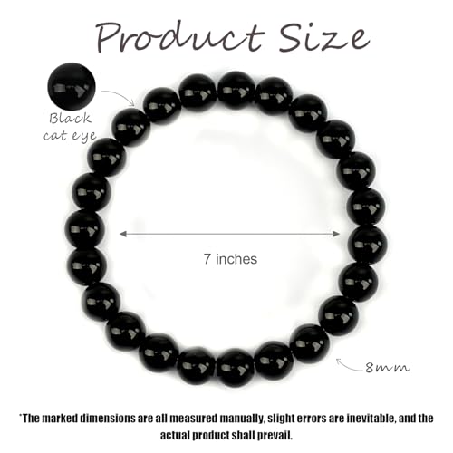 Natural Energy Healing Stone Charm Bracelet 8mm Natural Energy Healing Lava Rock Bracelet - Unisex - color: ZLY-Black Cat Eyes