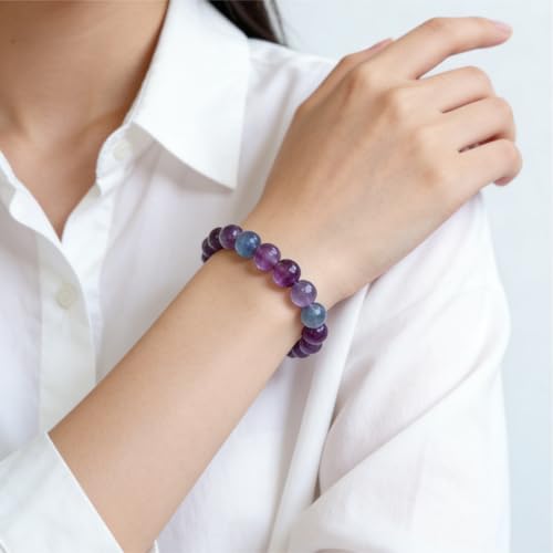 Natural Handmade Healing Chakra Bracelet - color: 10mm-Fluorite-FOR 7-8 INCH WRIST