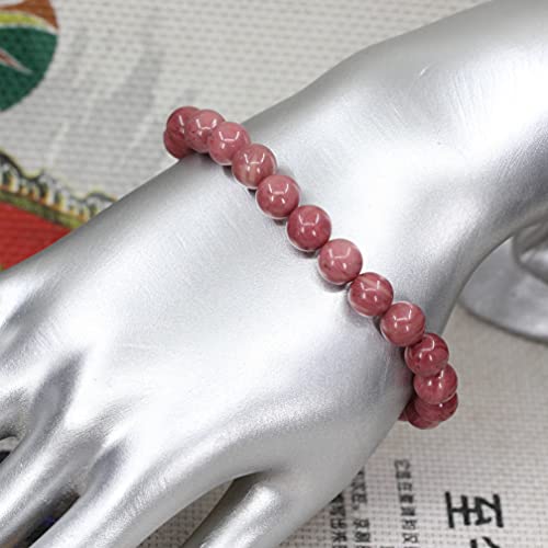 Keleny Gem Semi Precious Gemstones 8mm Natural Quartzite Stone Round Beads Rock Crystal Jasper Stretch Bracelet 7 Inch Unisex - color: AA Grade Pink Rhodonite