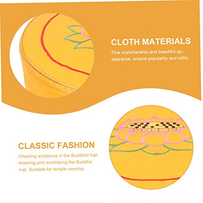DECHOUS Cushion Set Lotus Print Round Pillow for Floor Seating Buckwheat Hull Filling Comfortable Mat for Buddhist Practices and