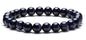Men Women 8mm Natural Stone Lava Rock Diffuser Bracelet Elastic Yoga Agate Beads Bracelet Bangle - color: Blue Sand