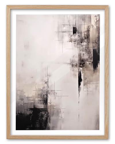 EcoHest Framed Wall Art Wabi-Sabi Japandi Style in Neutral Beige Tones, 12x16 in OAK Wood Minimalist Canvas Wall Art, Modern Simple Contemporary Bedroom Decor,Japandi Art Set of 1 for Living Room - color: Framed Japandi, size: 16"L x 12"W