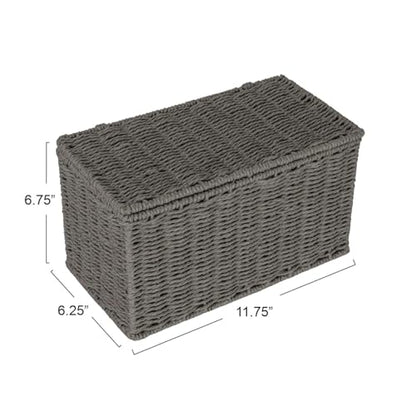 Household Essentials Small Handwoven Paper Rope Wicker Basket with Lid, Grey - color: Grey, size: Small (Pack of 1)