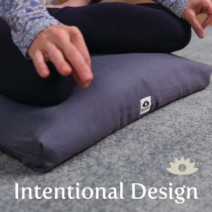 Zabuton, Eclipse line, Buckwheat Filled Meditation Cushion, 23" x 23" - color: Natural