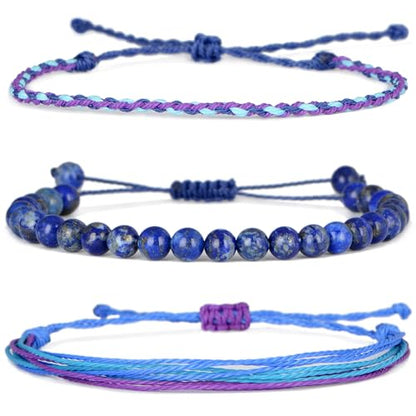 QOGIR Handmade Healing Bracelet,6mm Natural Gem Stone Bracelet rope bracelet - color: Lapis(Wisdom and Truth), size: 6mm