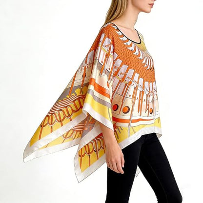 Women's Satin Cover Up Short Poncho Tops Sheer Chiffon Boho Pashmina Shawl Beach Soft Shawl - color: Style29