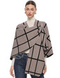 PULI Womens Elegant Cross Front Shawl Wraps Knitted Ponchos Cape Light Weight Poncho Sweater Soft Warm Travel Wraps - color: Classic Check-tan and Black