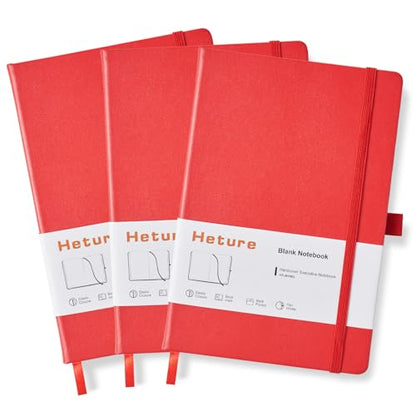 Heture Hardcover Notebooks, A5 Lined Journals Notebook for Writing 160 Pages, 8.2 x 5.5 inch, Classic Ruled Notebooks for College/Work/Travel(Lined-3 Pack, Red) - color: Red, style: Lined-3 Pack