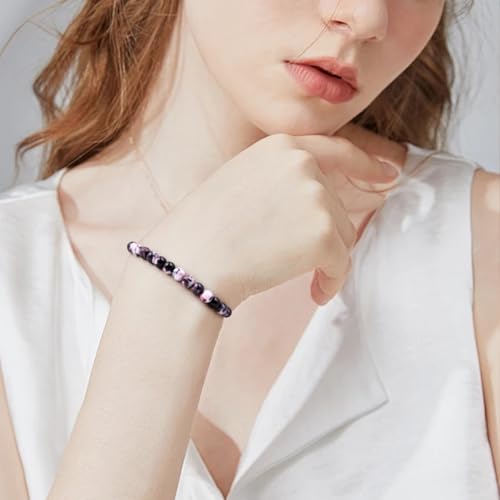 Natural Energy Healing Stone Charm Bracelet 8mm Natural Energy Healing Lava Rock Bracelet - Unisex - size: Large