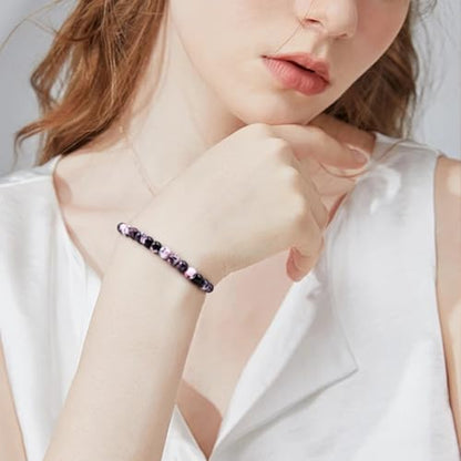 Natural Energy Healing Stone Charm Bracelet 8mm Natural Energy Healing Lava Rock Bracelet - Unisex - size: Large