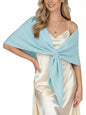 Shawl Wraps for Women Soft Lightweight Wool Blend Knit Triangle Scarf Cardigan Cape Topper for Spring Fall Winter - color: Sky Blue
