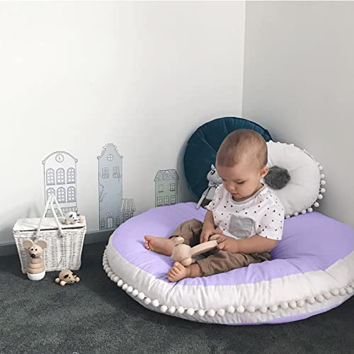 Large Floor Pillow Kids Round Floor Cushion Seating, 35 inches Big Circle Pillow, Round Floor Pillows Seating for Children, Oversized Mat for Reading Nook Teepee Playroom Nursery, Purple - color: Purple