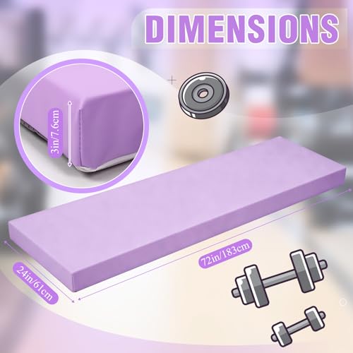 Lyrow 3 Inch 72"x 24" Thick Foldable Yoga Mat with Carry Strap, Non-slip Portable Foam Gym Mat for Yoga, Pilates and Stretching - color: Lavender Purple