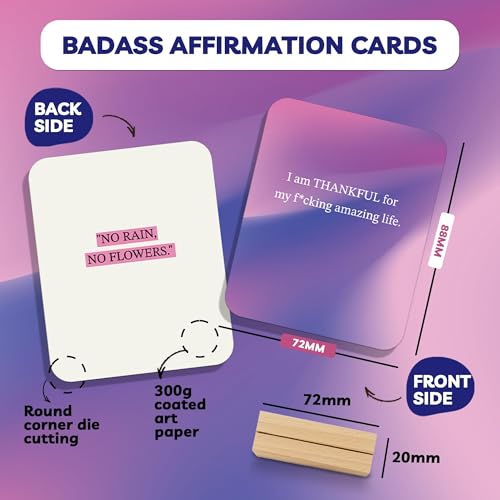 Unique Badass Birthday Gifts - Badass Affirmation Cards - 55 Sweary Affirmation Cards - Daily Positive Motivational Card - Inspirational & Self Care Quotes - Spiritual Gifts for Best Friend, Sister - style: Gradient