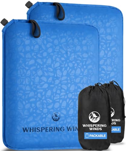 Whispering Winds Inflatable Seat Cushion - Comfortable Blow-up Foam Pad for Airplane, Travel, Stadium, Outdoors, Camping, Car & More - color: Blue - 2pack, size: Large