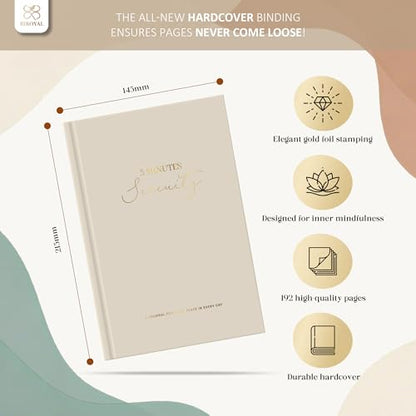 BIROYAL 5 Minute Journal, Gratitude Journal, A5 - Undated 20-Week Layout, Weekly Review, 192 Pages 150gsm Paper, Ribbon Bookmark for Mindfulness & Gratitude Practice