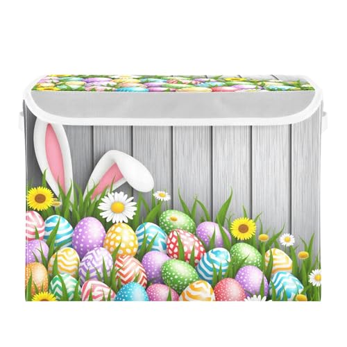 senya Easter Baskets Collapsible Bins with Lids, Flowers Wood Boxes Clothes for Organizing - color: Easter 1