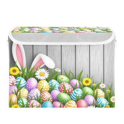 senya Easter Baskets Collapsible Bins with Lids, Flowers Wood Boxes Clothes for Organizing - color: Easter 1