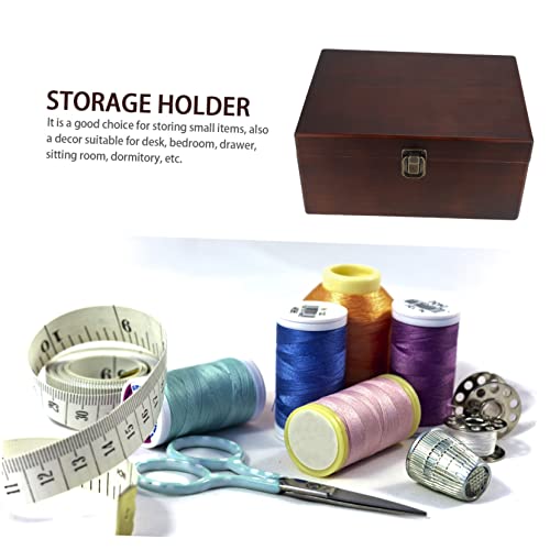 TOPPERFUN Sundries Storage Box Retro Wooden Organizer for Jewelry Items Decor Multi-functional Holder for Desktop Use